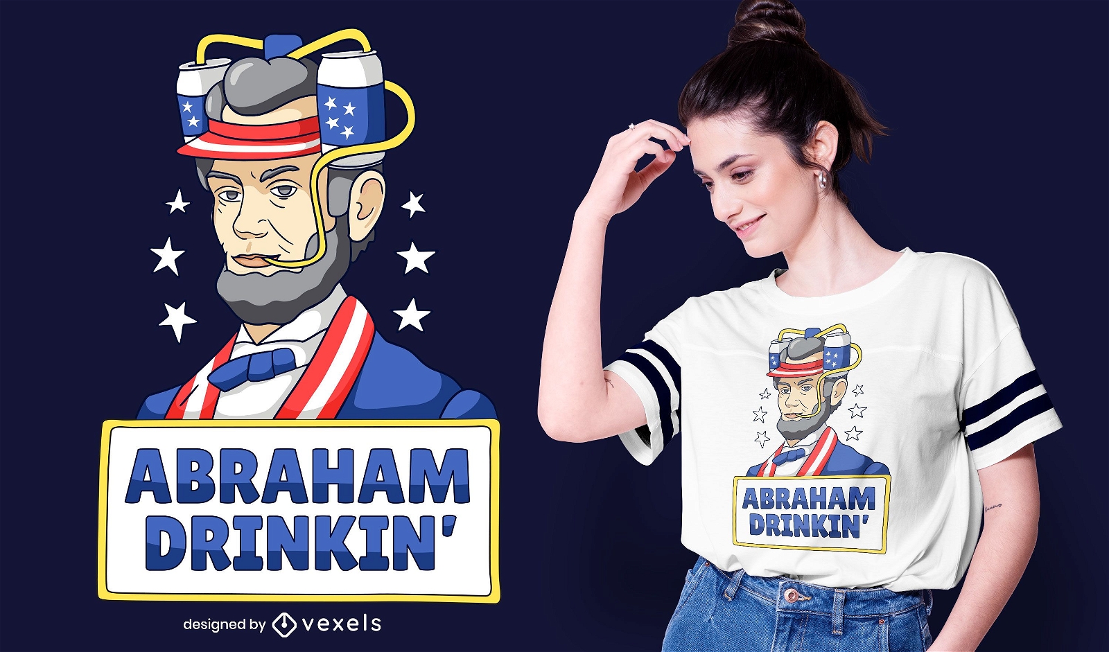 Diseño de camiseta de Abraham bebiendo