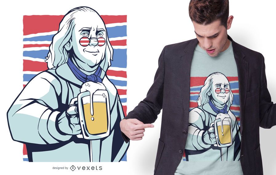 Design de t-shirt de cerveja Franklin Design de t-shirt de cerveja Franklin