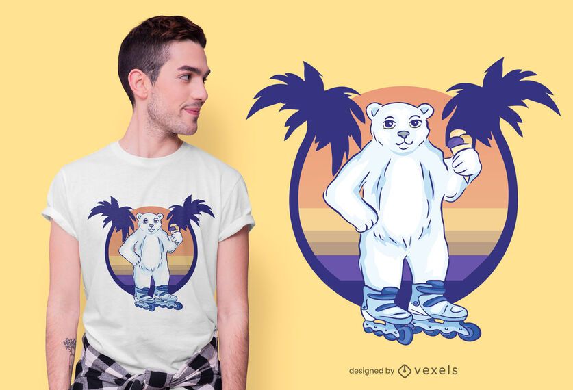 Roller skating bear t-shirt design Roller skating bear t-shirt design