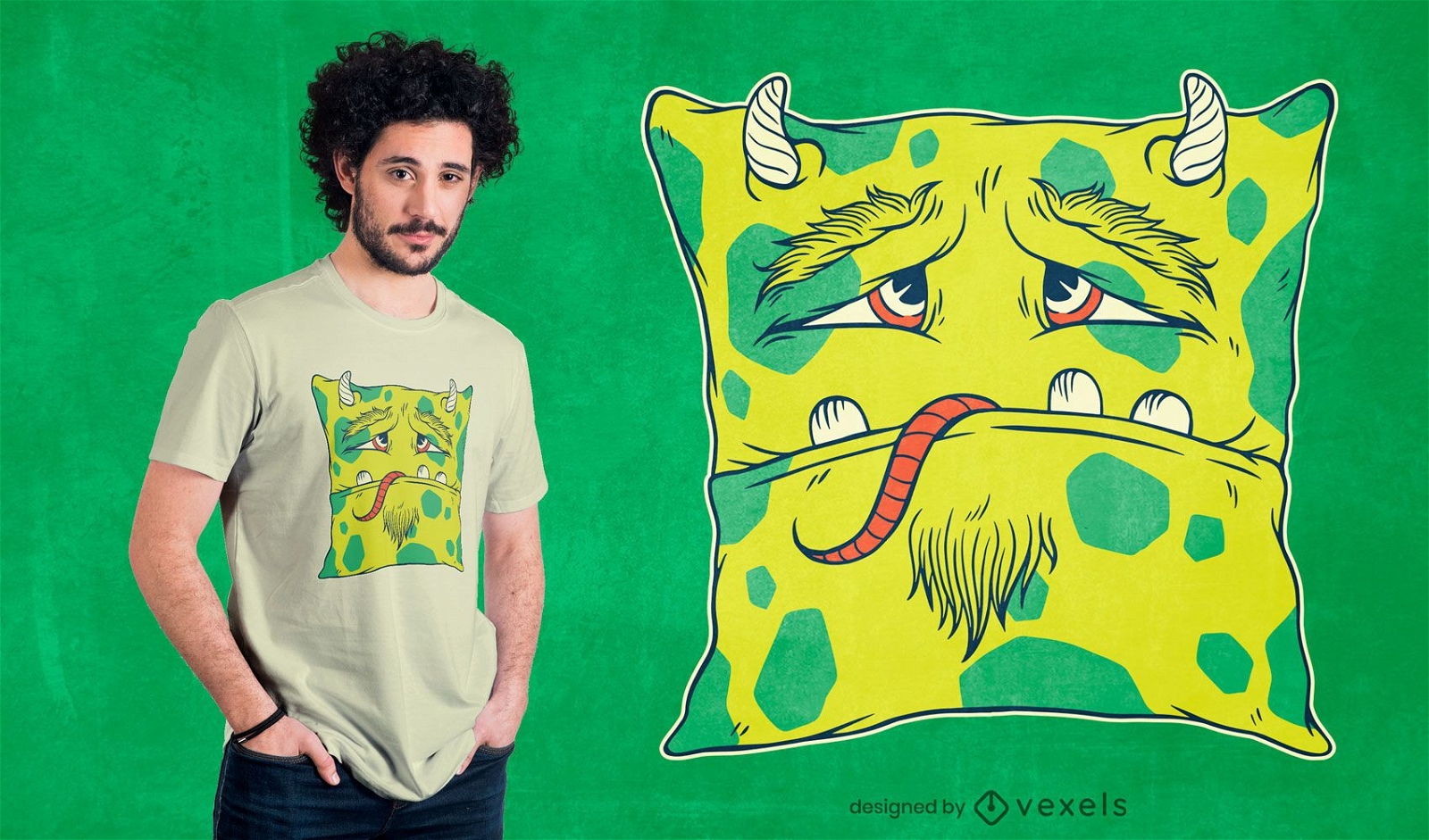 Design de camiseta com almofada monstro