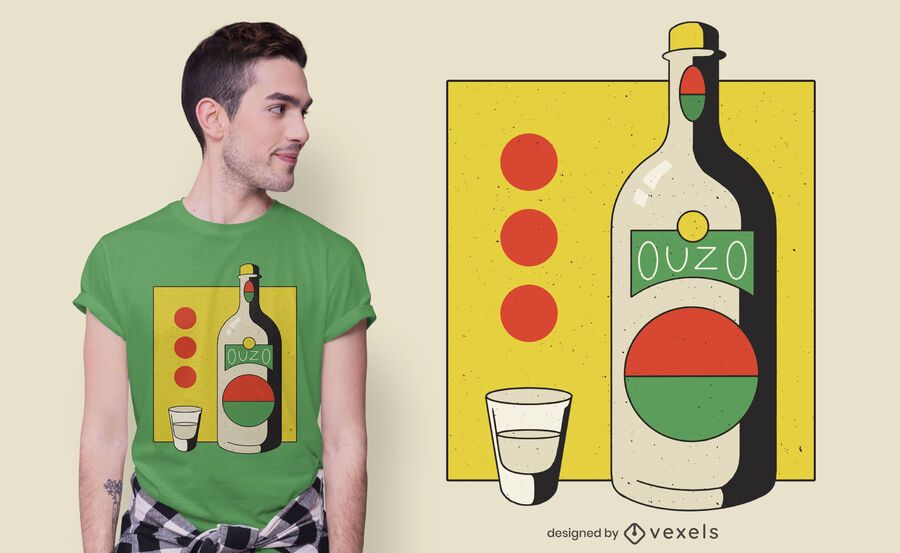 Diseño de camiseta de botella Ouzo Diseño de camiseta de botella Ouzo