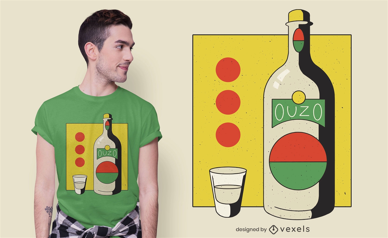 Ouzo Flasche T-Shirt Design