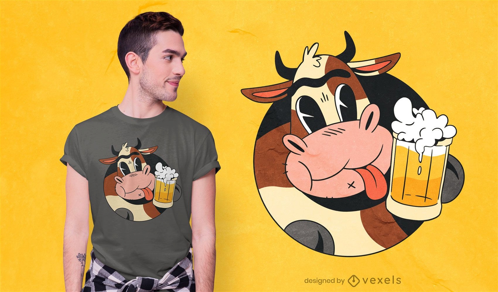 Design de camiseta de cerveja de vaca