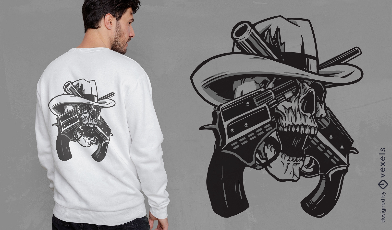 Skull guns t-shirt design