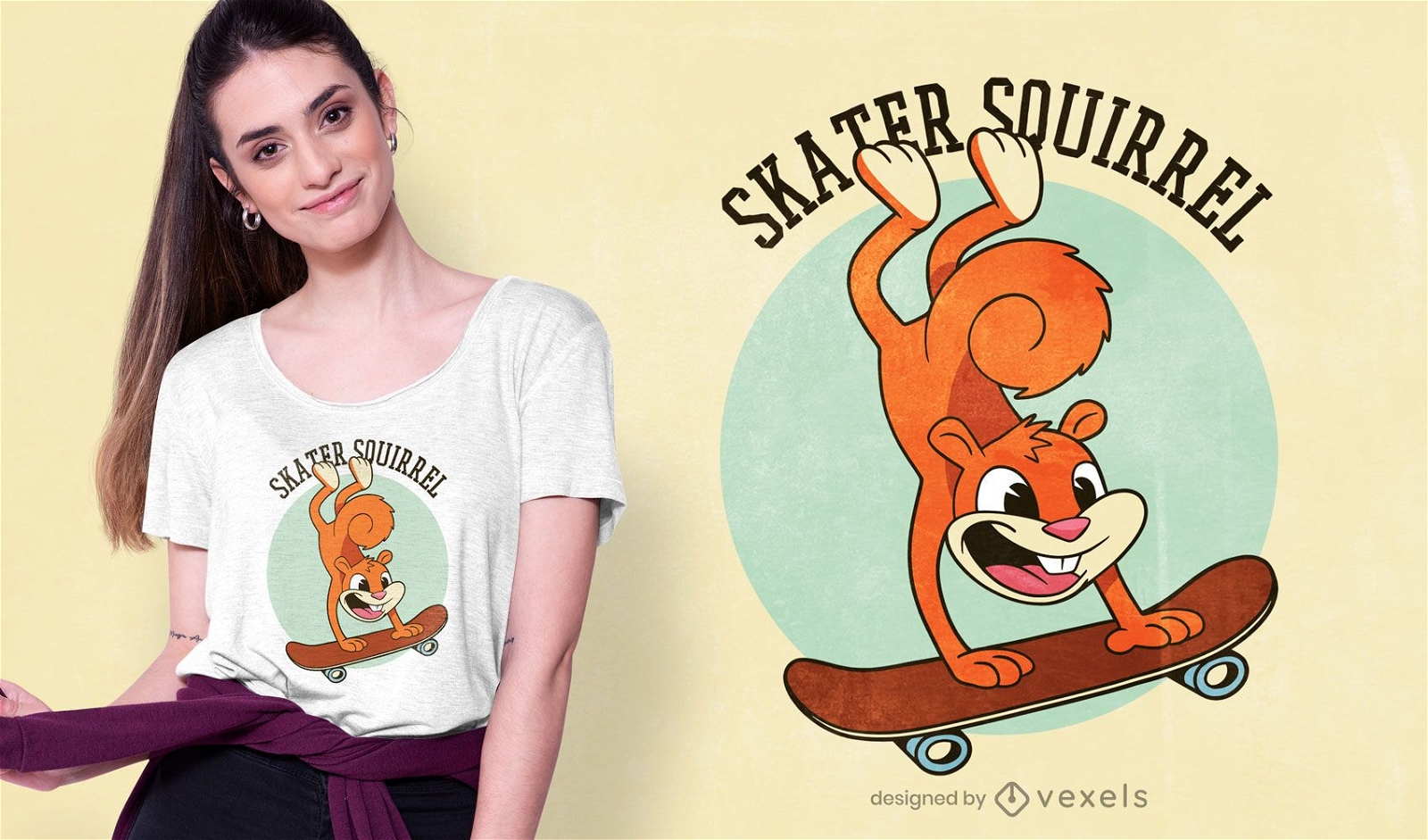 Skater squirrel t-shirt design