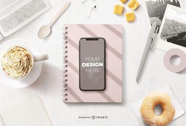 Iphone breakfast mockup composition Iphone breakfast mockup composition