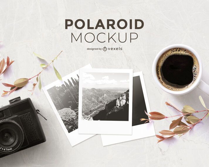 Polaroid photography mockup composition Polaroid photography mockup composition