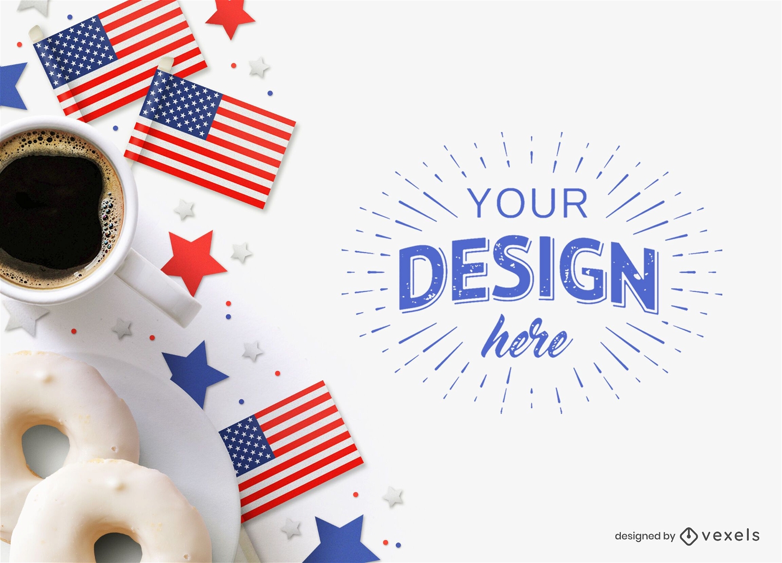 4th of July coffee mockup composition