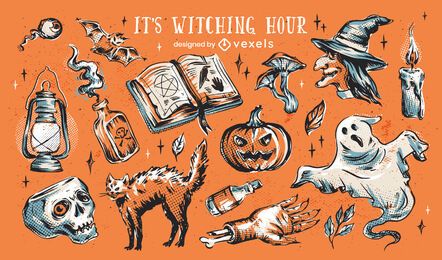 Witchcraft elements illustration set Witchcraft elements illustration set