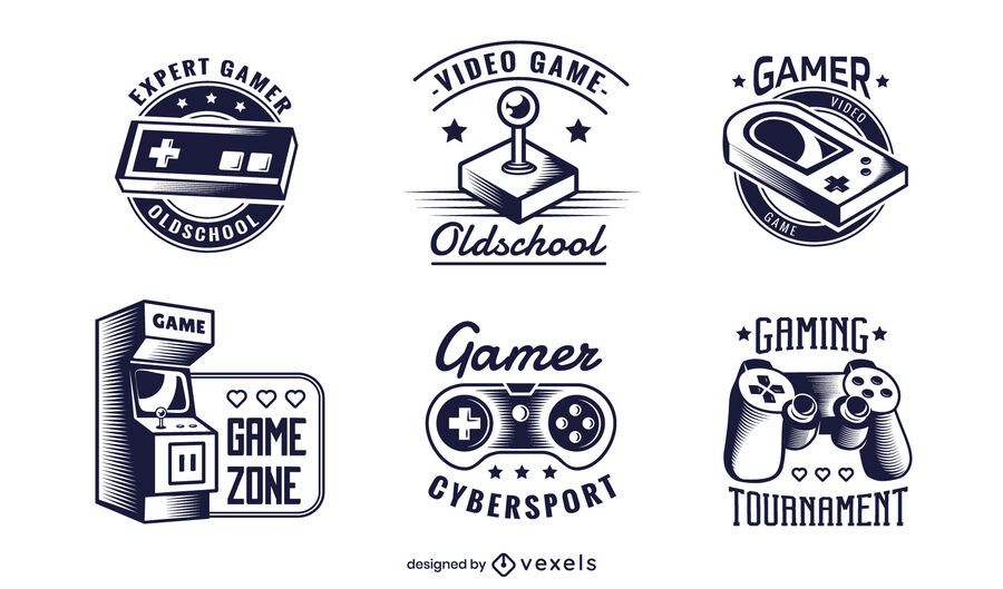 Gaming Badge Illustration Set Vector Download