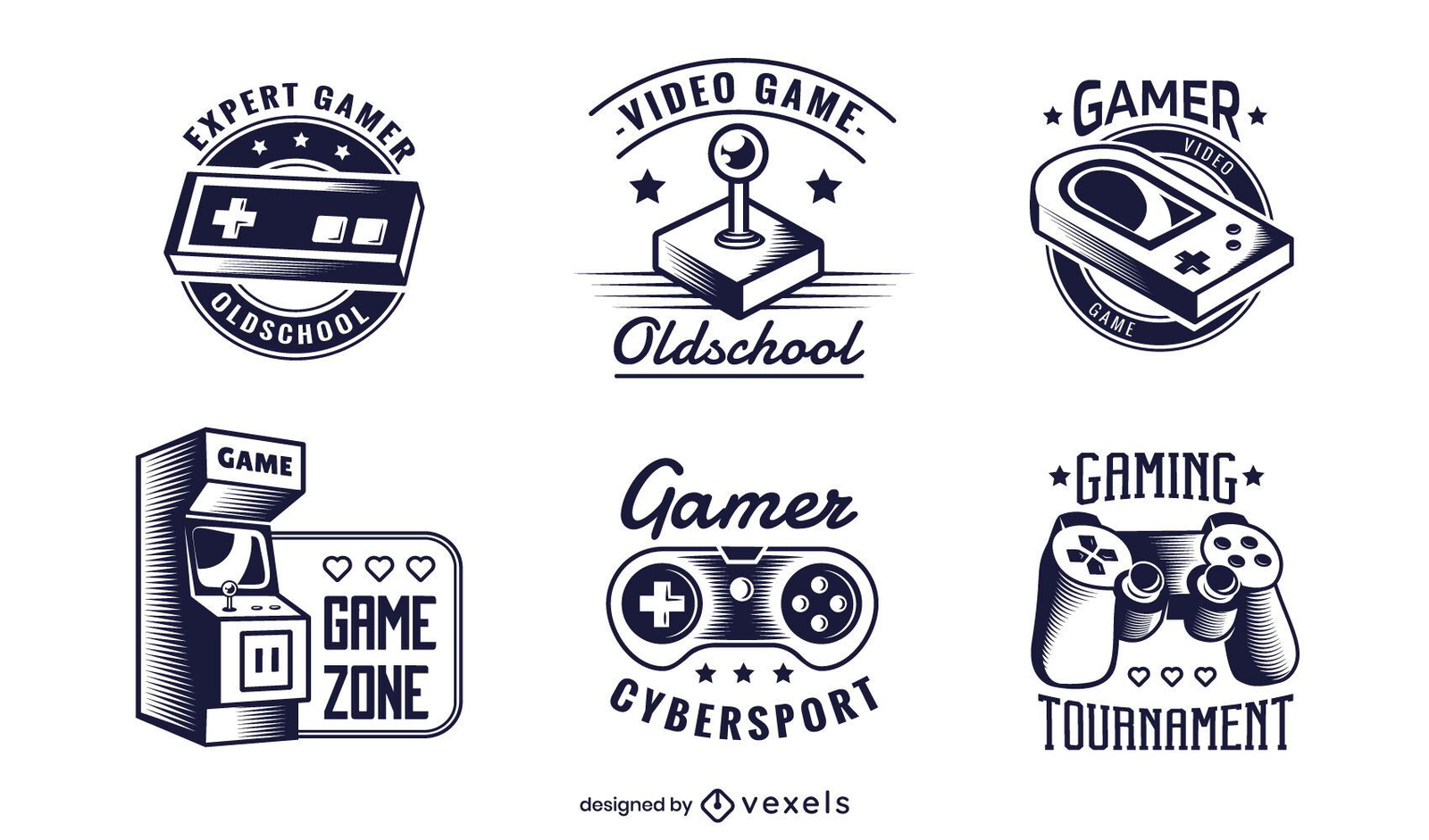 gaming badge illustration set