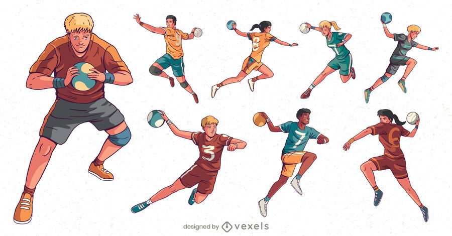 handball players character set handball players character set