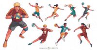 Descarga Vector De Juego De Caracteres De Jugadores De Balonmano