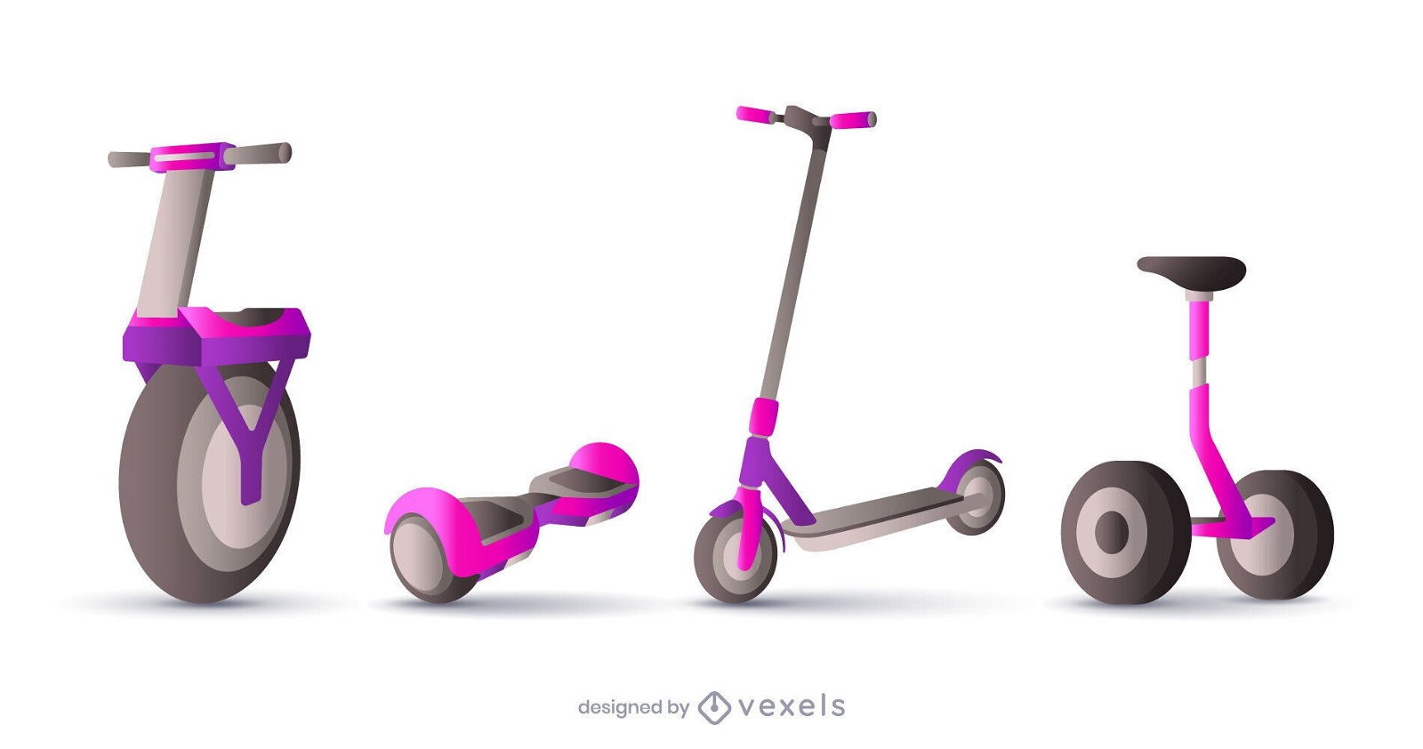 realistic scooter illustration set