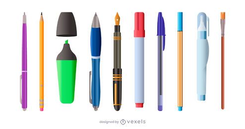 Writing Supplies Illustration Set Vector Download