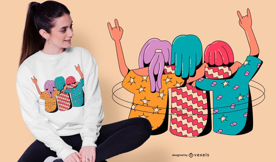 Girls hugging t-shirt design Girls hugging t-shirt design