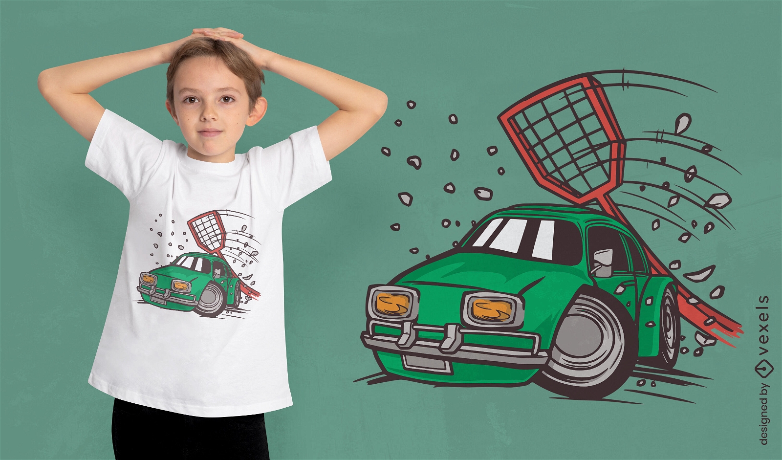 Design de camiseta mata-moscas de carro