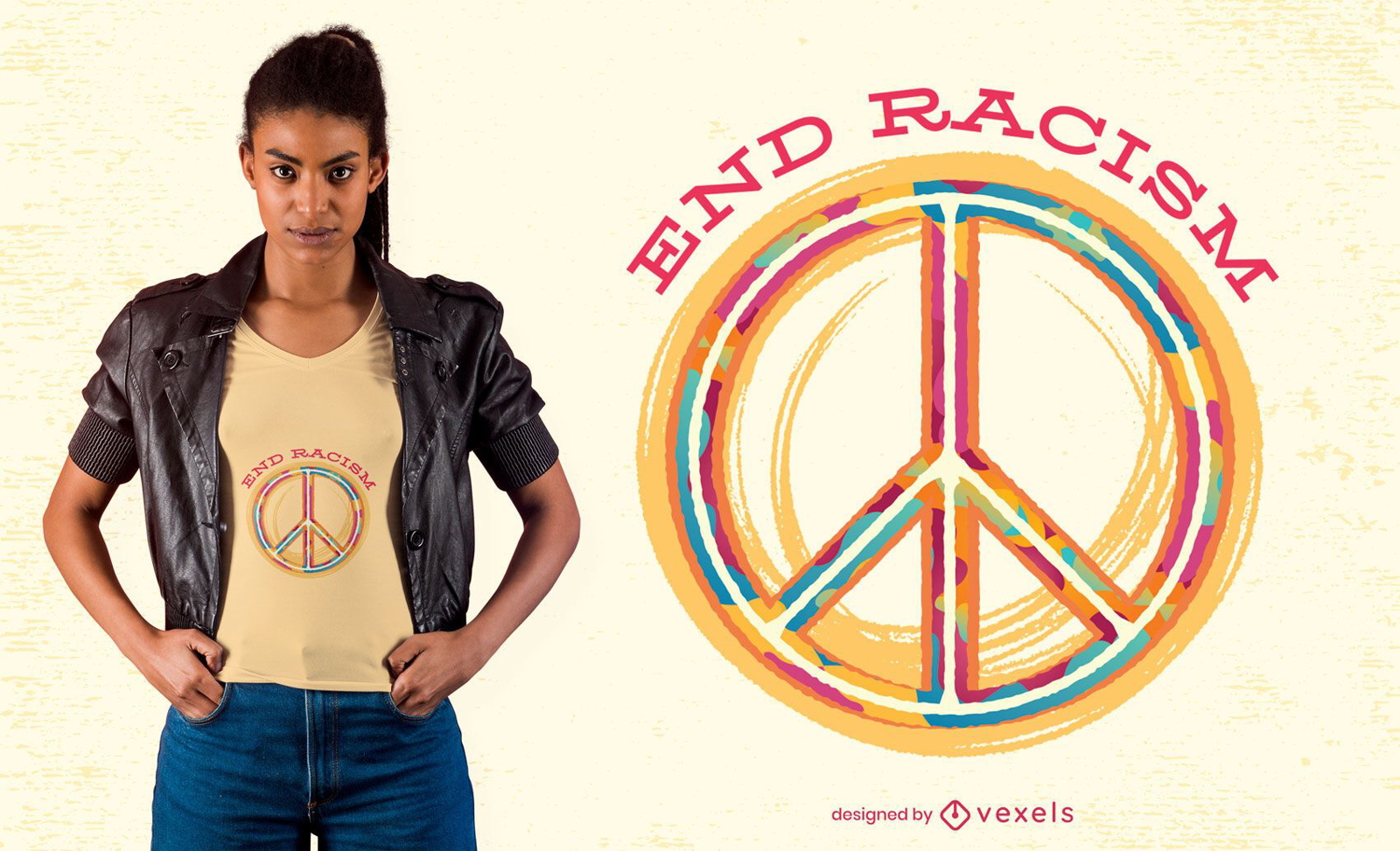 Diseño de camiseta para acabar con el racismo