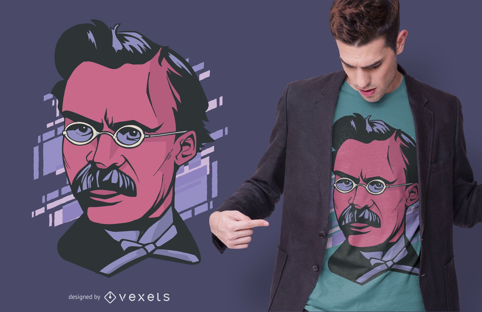 Nietzche portrait t-shirt design