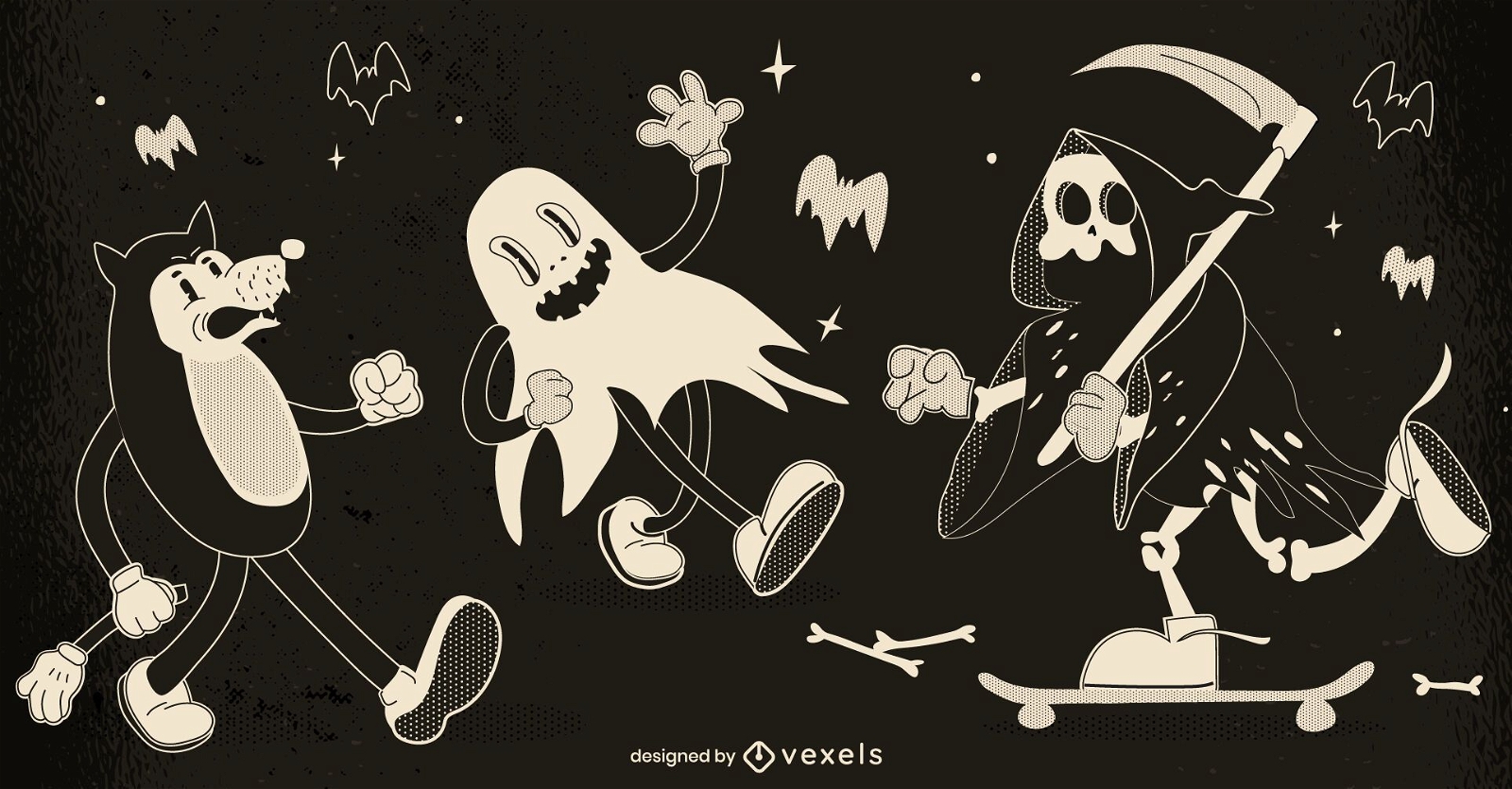 Conjunto de caracteres retro de Halloween