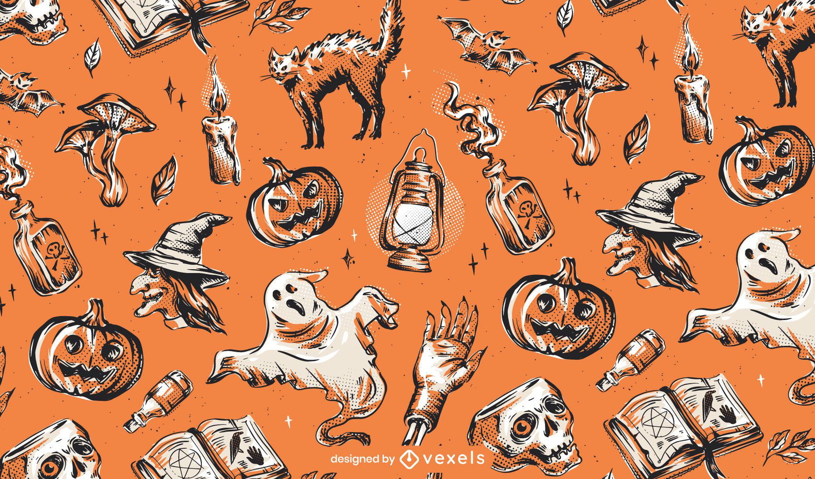 Download Vintage Halloween Pattern Design - Vector Download