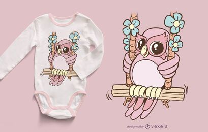 Owl swinging t-shirt design Owl swinging t-shirt design