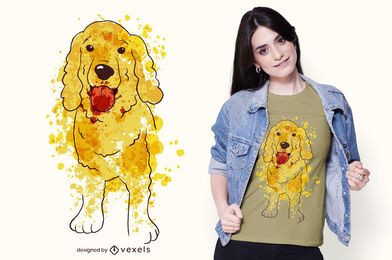 Desenho de camiseta cocker em aquarela