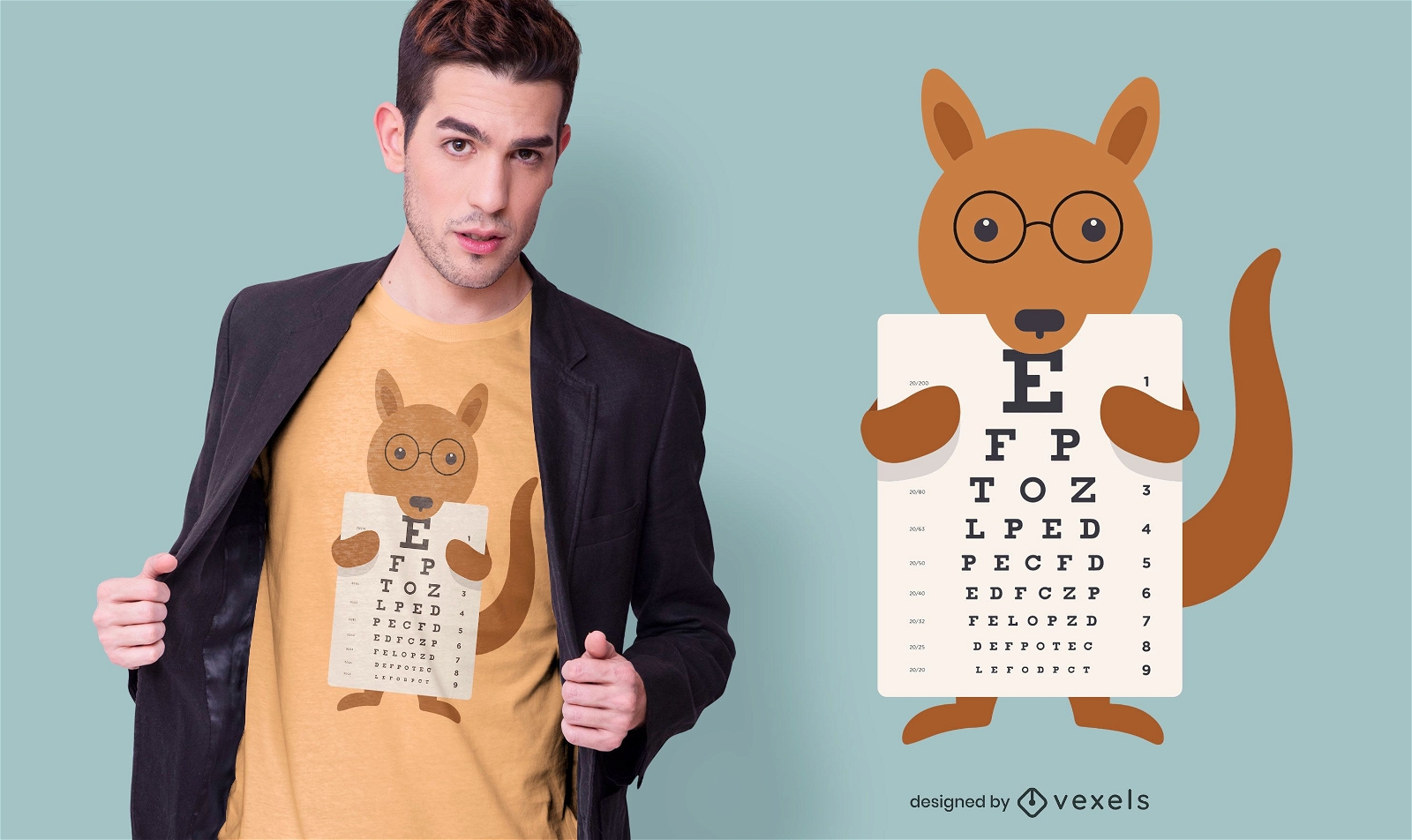 Kangaroo eye chart t-shirt design