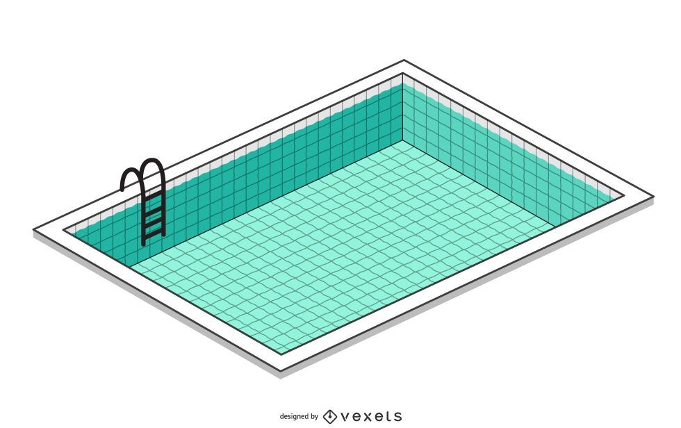 Isometrische Schwimmbadillustration