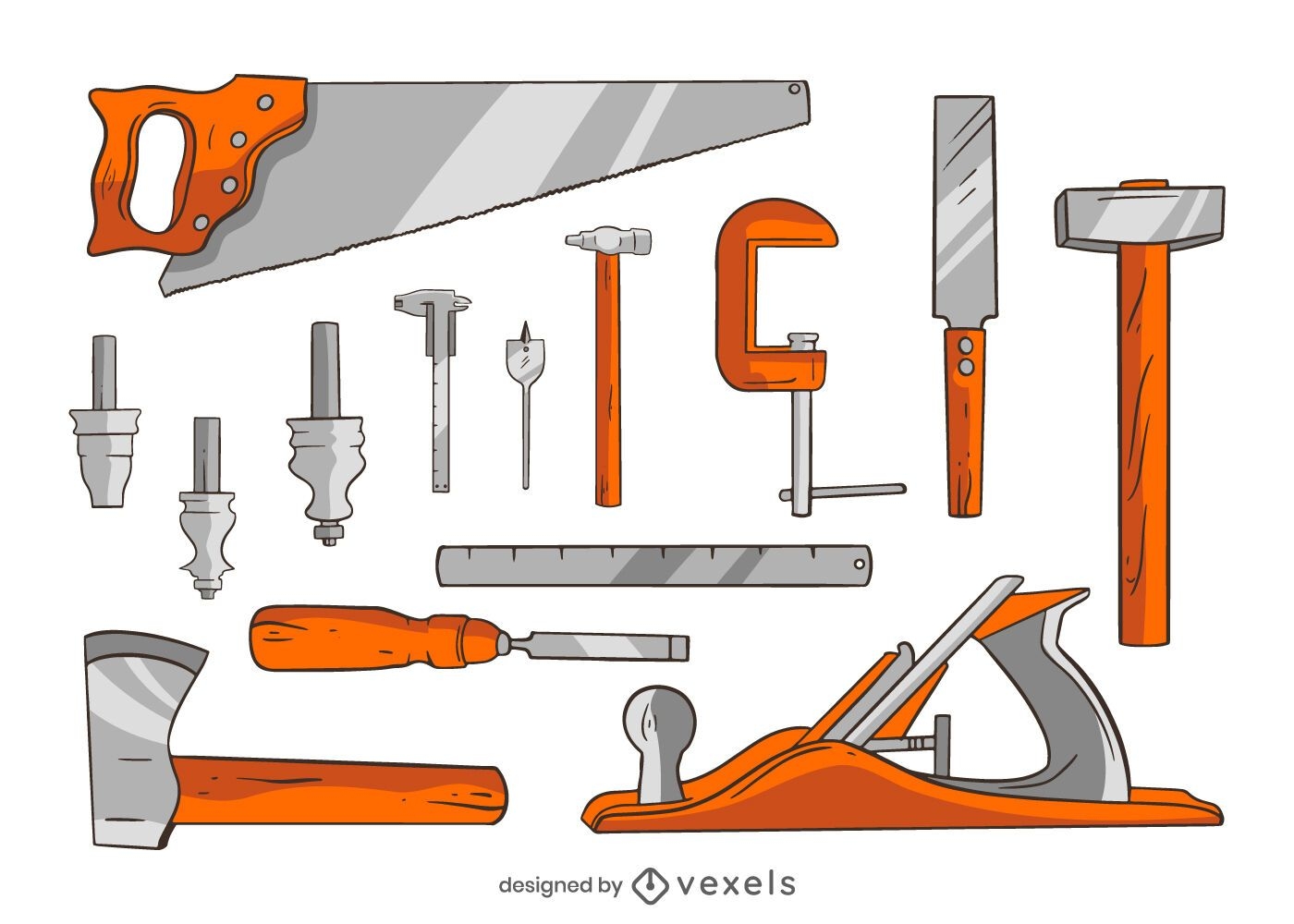 Carpentry tools illustration set