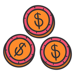 Dollars coins colorful Transparent PNG