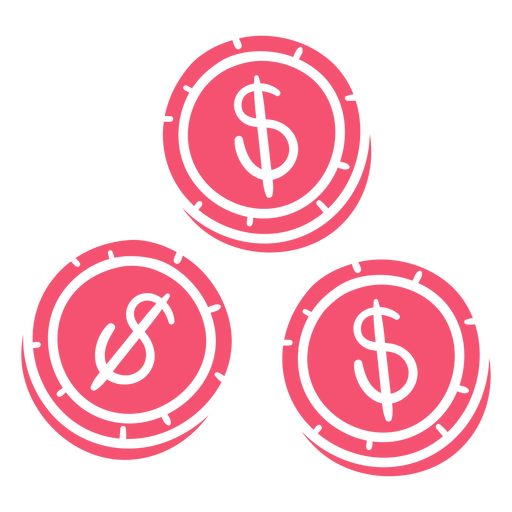 Dollars coins pink PNG Design