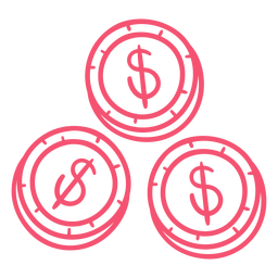 Golpe de monedas de dólares Diseño PNG