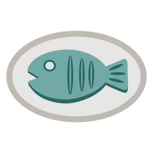 Plato de comida de pescado plano Diseño PNG