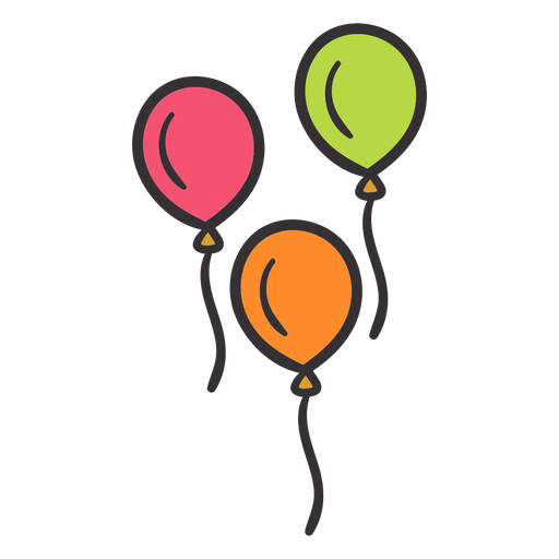Hand drawn balloons colorful PNG Design
