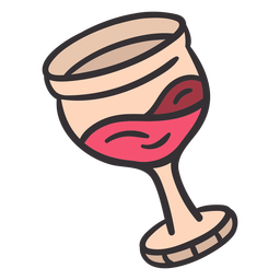 Copo de vinho colorido desenhado à mão Desenho PNG