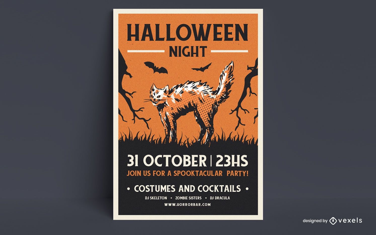 Design de cartaz da noite de Halloween