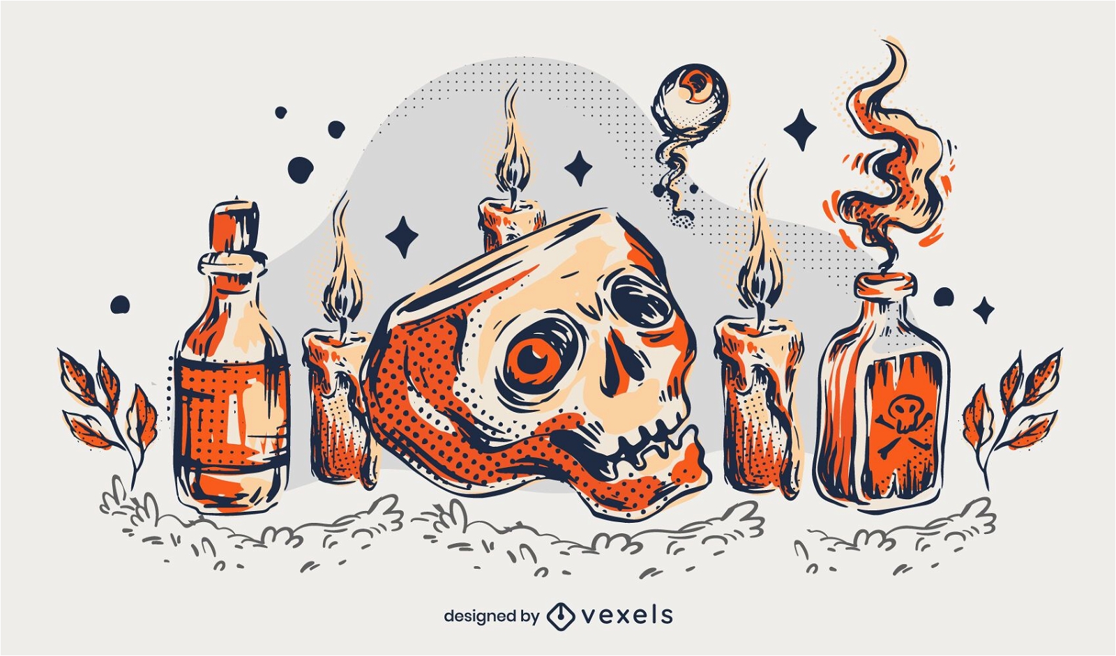 Halloween skull illustration design