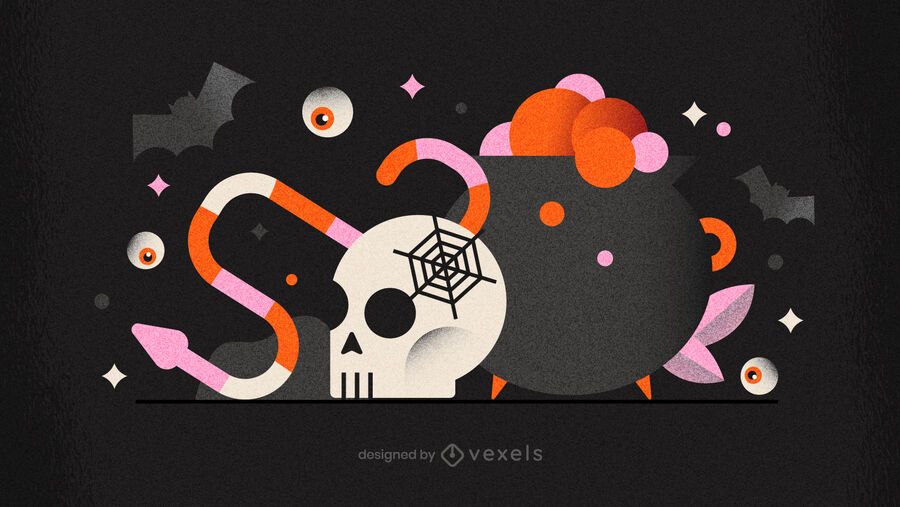 Halloween cauldron skull illustration design Halloween cauldron skull illustration design
