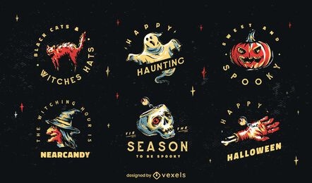 Conjunto de ilustração de distintivo de Halloween