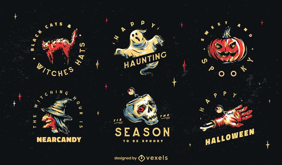 Halloween-Abzeichen-Illustrationssatz Halloween-Abzeichen-Illustrationssatz