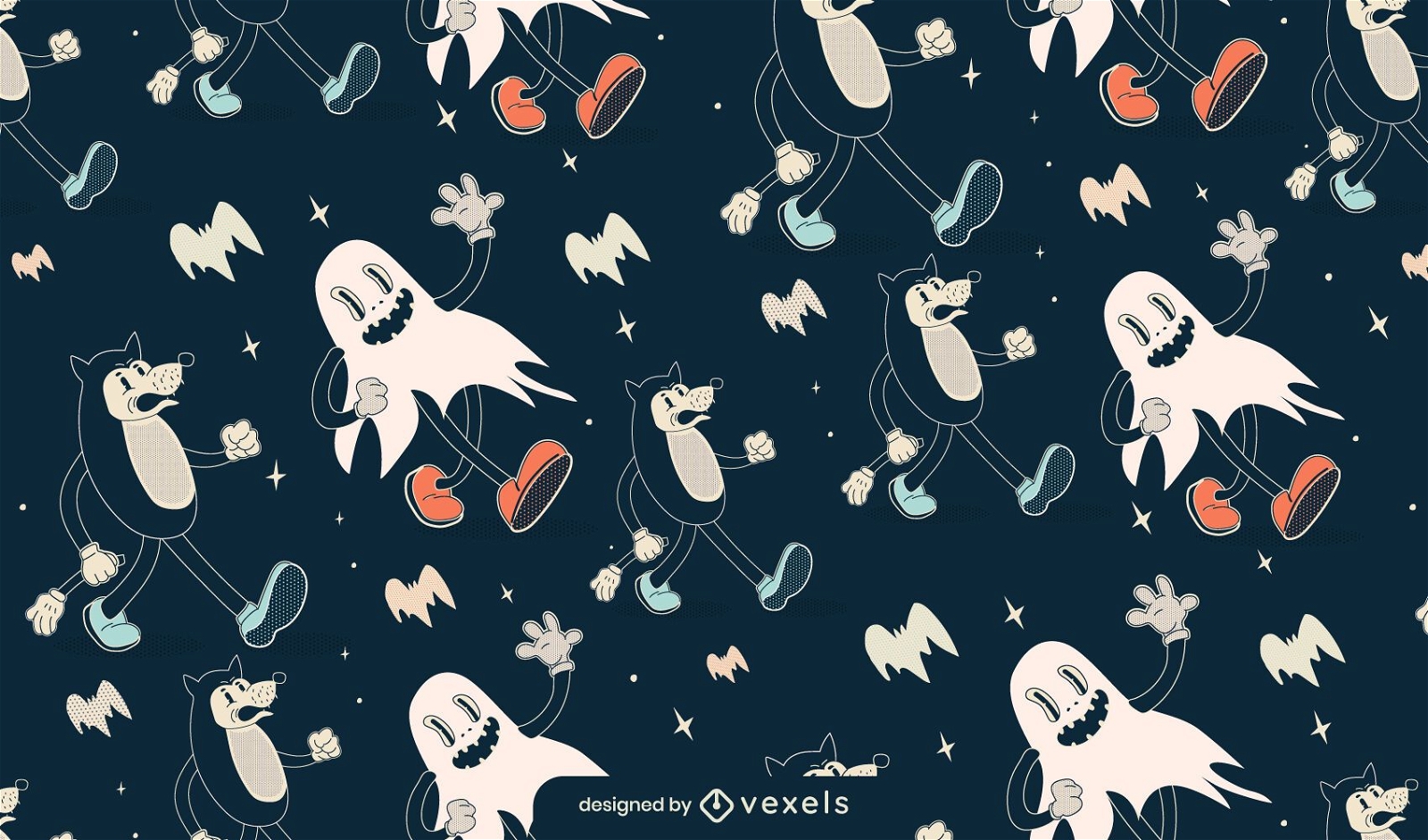 Halloween creatures pattern design
