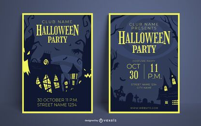 Halloween party poster design set Halloween party poster design set