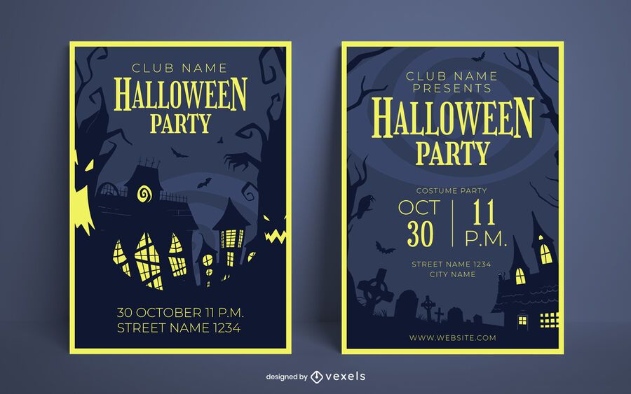 Halloween party poster design set Halloween party poster design set
