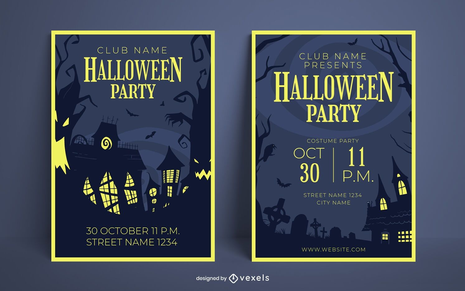 Conjunto de design de cartaz para festa de Halloween
