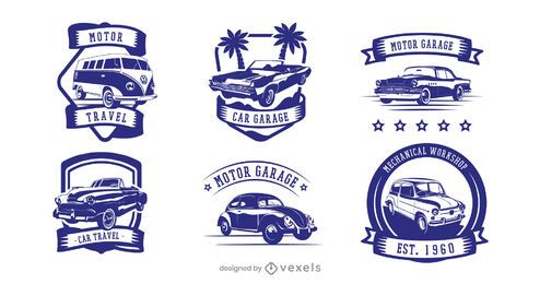Vintage car badge set Vintage car badge set