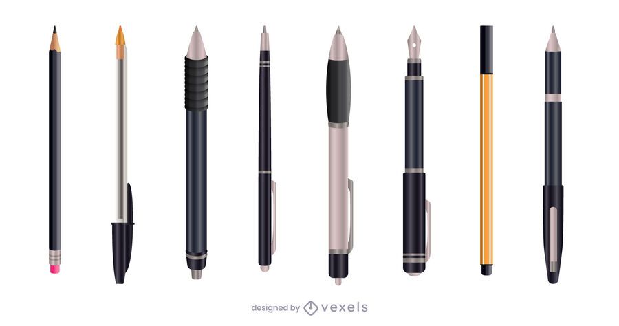 Black realistic pen set Black realistic pen set