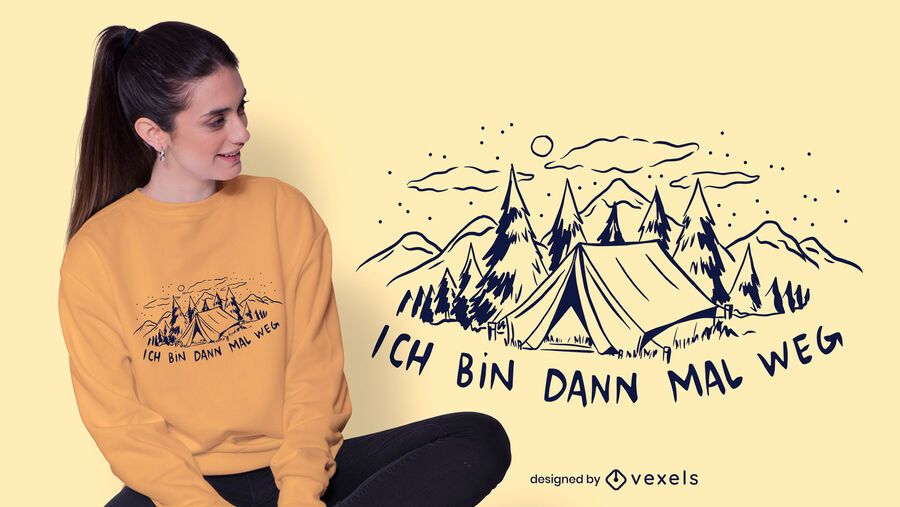 Diseño de camiseta alemana de camping. Diseño de camiseta alemana de camping.