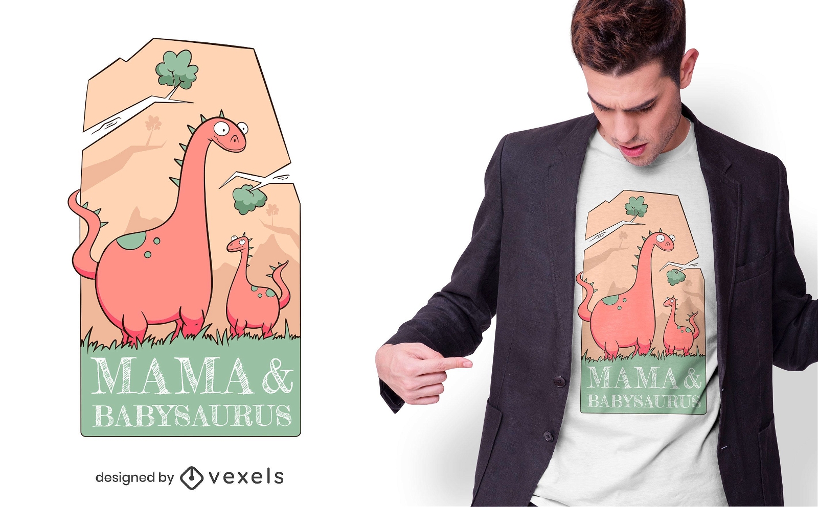 Mom and babysaurus t-shirt design