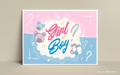 Gender Reveal Lettering Card Design